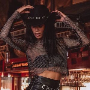 12th Tribe Hands Off rhinestone top